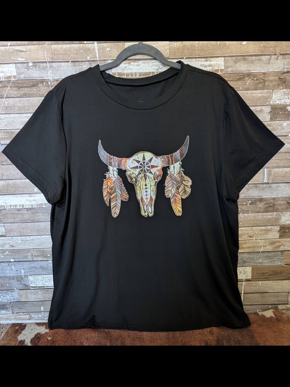 Unbranded New Black Tee With Graphic Bull